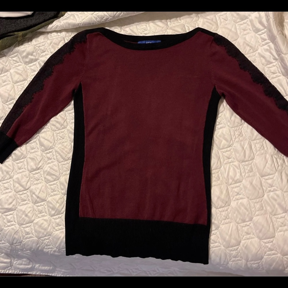 Apt. 9 burgundy and black color block sweater.